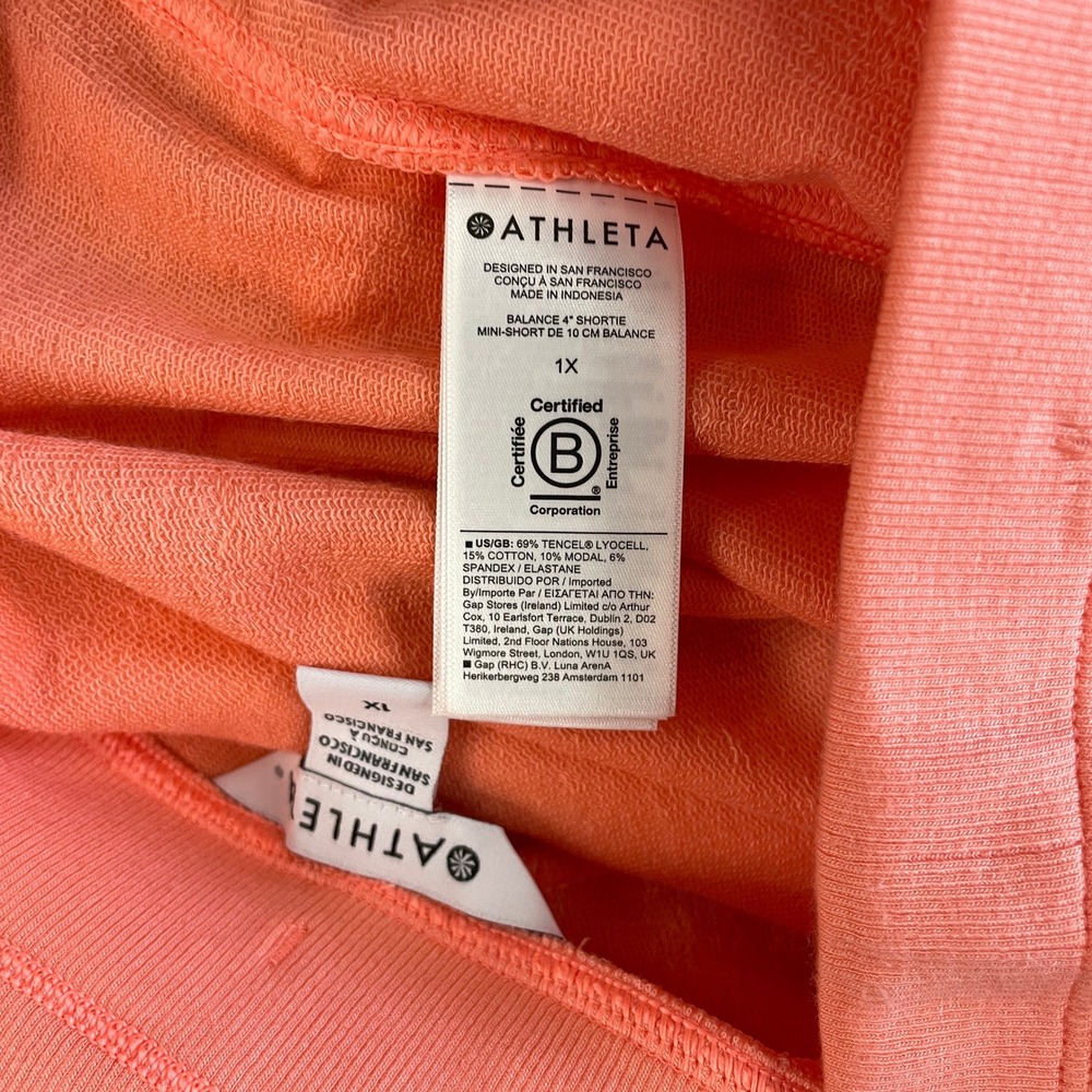 Athleta Balance 4" Shortie Mini Shorts Womens 1X Activewear Athletic Coral - Picture 5 of 6